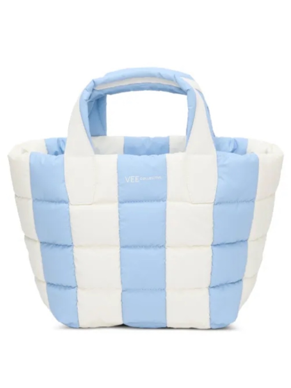 NEW VEE COLLECTIVE LARGE PORTER TOTE VEGETEL LEATHER BLUE/WHITE